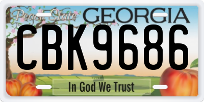 GA license plate CBK9686