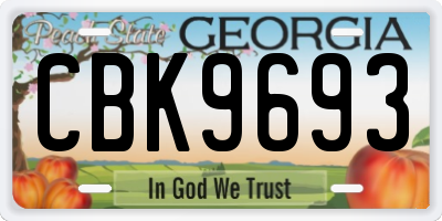GA license plate CBK9693