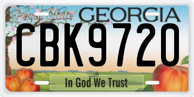 GA license plate CBK9720