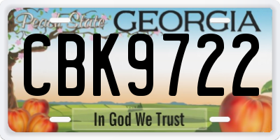 GA license plate CBK9722