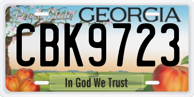 GA license plate CBK9723