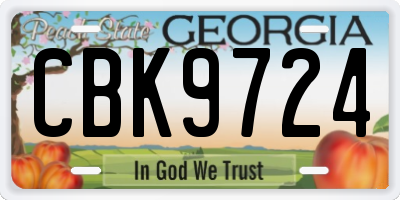GA license plate CBK9724