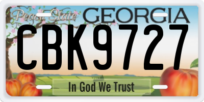 GA license plate CBK9727