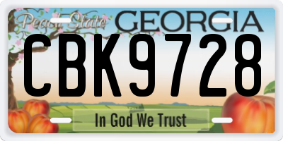 GA license plate CBK9728