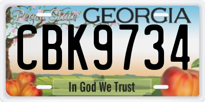 GA license plate CBK9734