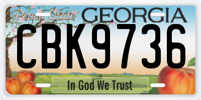 GA license plate CBK9736