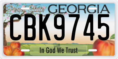 GA license plate CBK9745