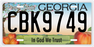 GA license plate CBK9749