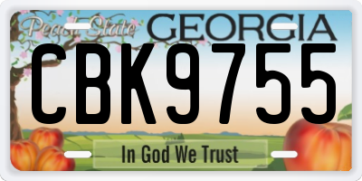 GA license plate CBK9755