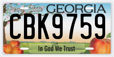GA license plate CBK9759