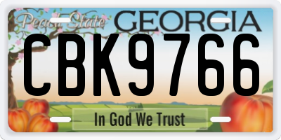 GA license plate CBK9766