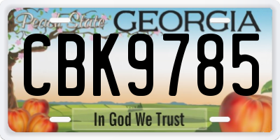 GA license plate CBK9785