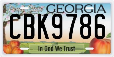 GA license plate CBK9786
