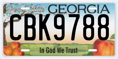 GA license plate CBK9788