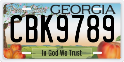 GA license plate CBK9789