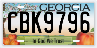 GA license plate CBK9796