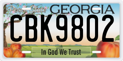 GA license plate CBK9802