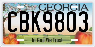 GA license plate CBK9803