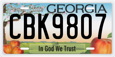GA license plate CBK9807