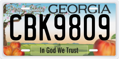 GA license plate CBK9809