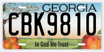 GA license plate CBK9810
