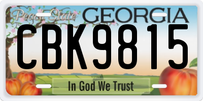 GA license plate CBK9815
