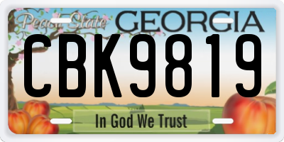GA license plate CBK9819