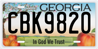 GA license plate CBK9820
