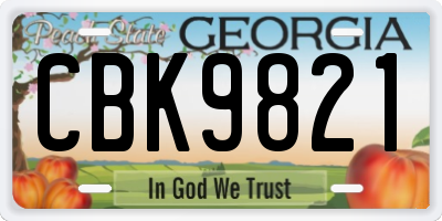 GA license plate CBK9821