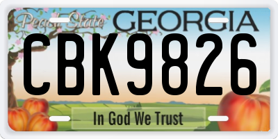 GA license plate CBK9826