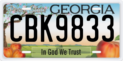 GA license plate CBK9833