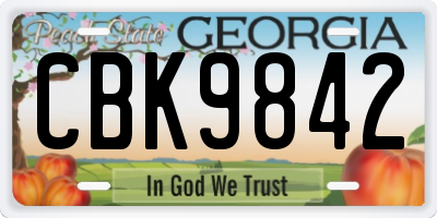 GA license plate CBK9842