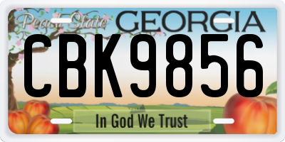 GA license plate CBK9856