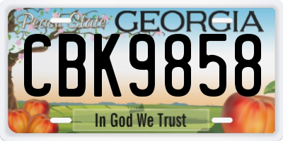 GA license plate CBK9858