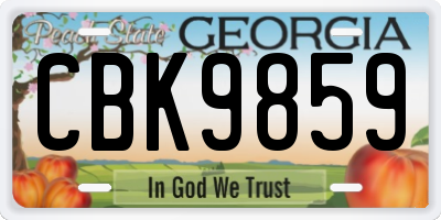 GA license plate CBK9859