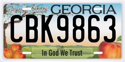 GA license plate CBK9863