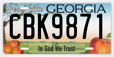 GA license plate CBK9871