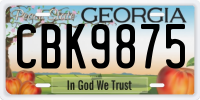 GA license plate CBK9875