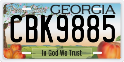 GA license plate CBK9885