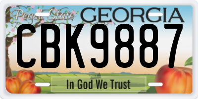 GA license plate CBK9887