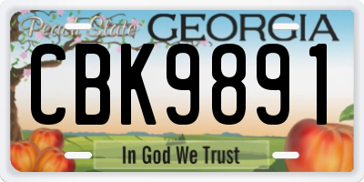 GA license plate CBK9891
