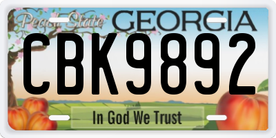 GA license plate CBK9892