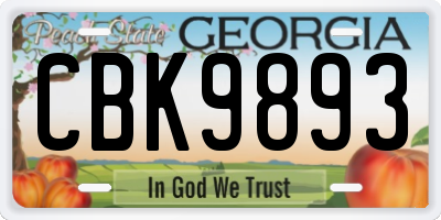 GA license plate CBK9893