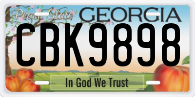 GA license plate CBK9898