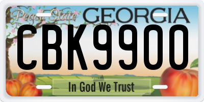 GA license plate CBK9900