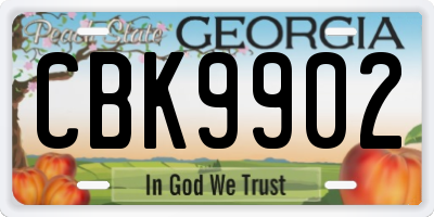 GA license plate CBK9902