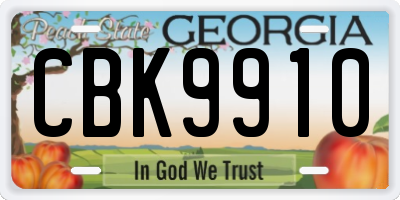 GA license plate CBK9910