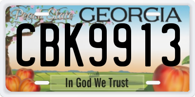 GA license plate CBK9913