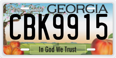 GA license plate CBK9915