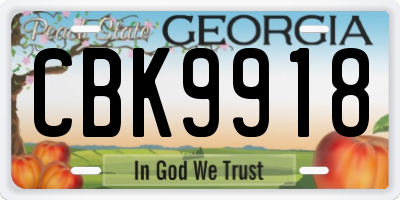 GA license plate CBK9918